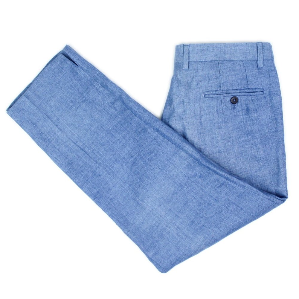 100% Capri Jeans Light Blue 100% Linen Cropped "Nisida" Pants EU 44/M Italy